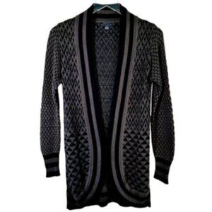 Line | Tan & Black Diamond Pattern Open Cardigan Size Medium